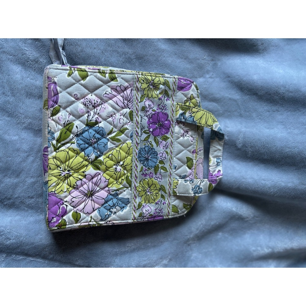 Vera Bradley Quilted Floral Cosmetic Bag Travel Makeup Organizer Purple Green